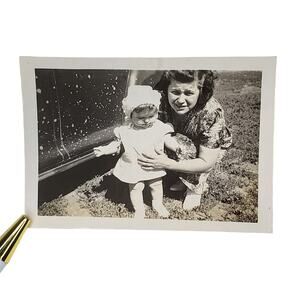 Vtg Mother with Her Baby Girl Original Monochrome Photography Found Snapshot